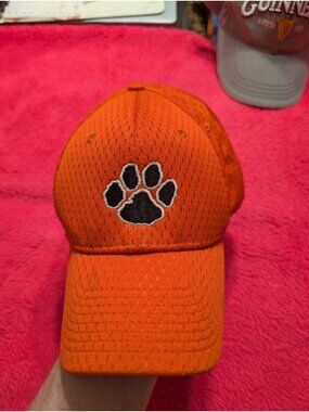 Clemson Tigers Hat Orange Mesh Proflex Stretch Fit M/L Paw Print NCAA